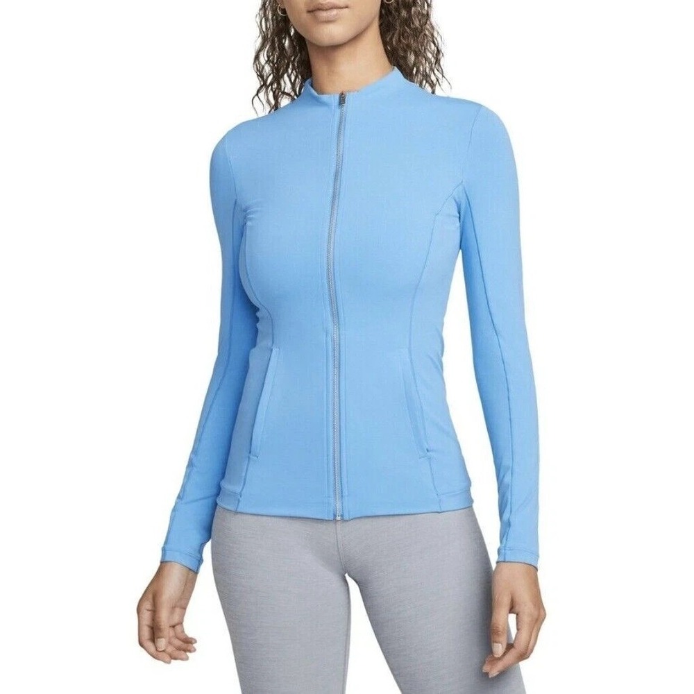 Nike‎ Women's Yoga Luxe Dri-FIT Full-Zip Jacket DD5533-462 Size XS Blue w/ Gray